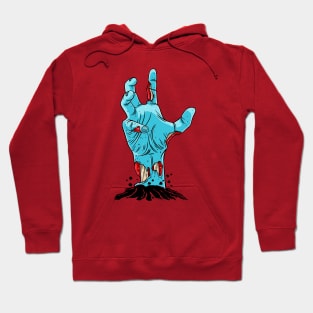 Creepy Zombie Cartoon Hand Rising from the Grave Hoodie